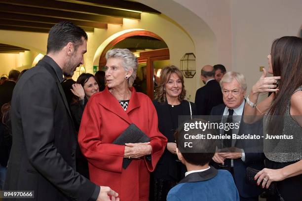 Gianluigi Buffon and Allegra Agnelli during the Juventus Team Christmas Party at on December 18, 2017 in Turin, Italy.