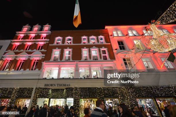 View of Brown Thomas department strore decorated for Christmas in Dublin's Grafton Street, just a few days ahead of Christmas. On Monday, 18 December...