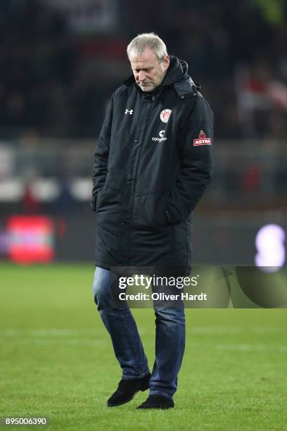 Sport director Uwe Stoever of Pauli appears frustrated after the Second Bundesliga match between FC St. Pauli and VfL Bochum 1848 at Millerntor...