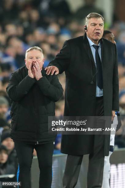 Sammy Lee assistant head coach / manager of Everton and Sam Allardyce head coach / manager of Everton during the Premier League match between Everton...