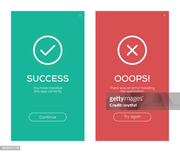 success and error message screen design - failure stock illustrations