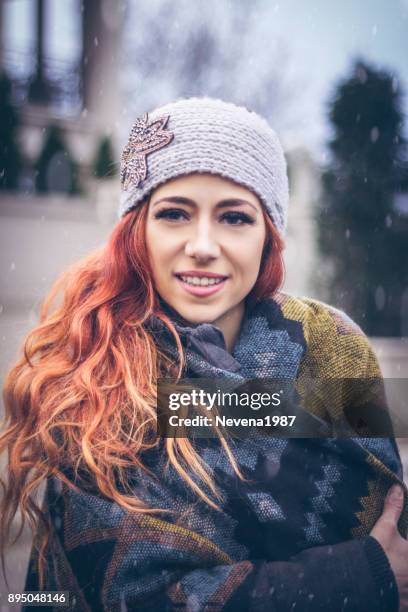 portrait of beautiful fashion ginger woman - 1987 25-30 stock pictures, royalty-free photos & images