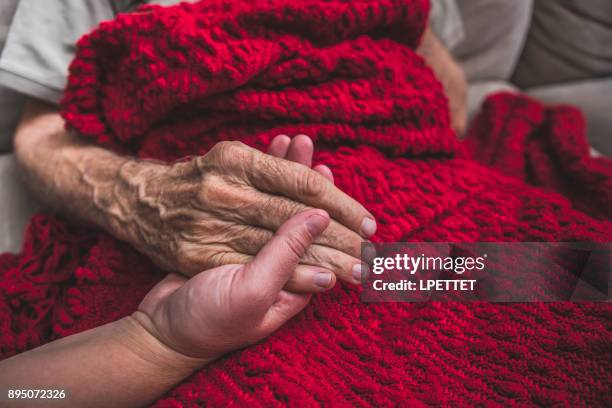 hospice nurse visiting an elderly male patient - death bed stock pictures, royalty-free photos & images