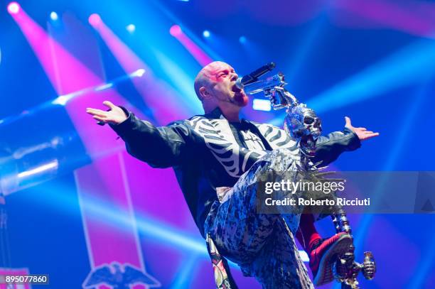 Ivan Moody of Five Finger Death Punch performs live on stage at The SSE Hydro on December 18, 2017 in Glasgow, Scotland.