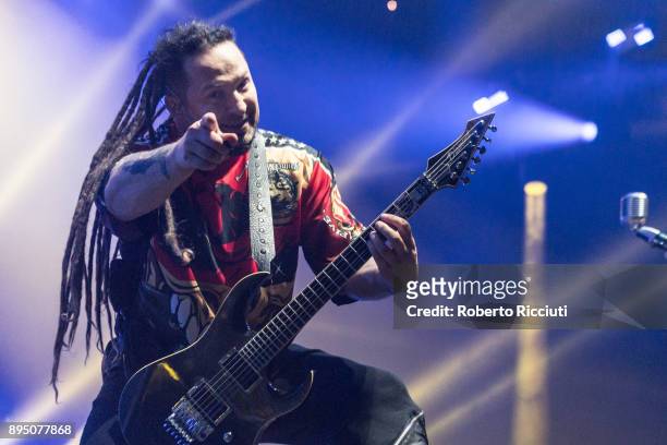 Zoltan Bathory of Five Finger Death Punch performs live on stage at The SSE Hydro on December 18, 2017 in Glasgow, Scotland.