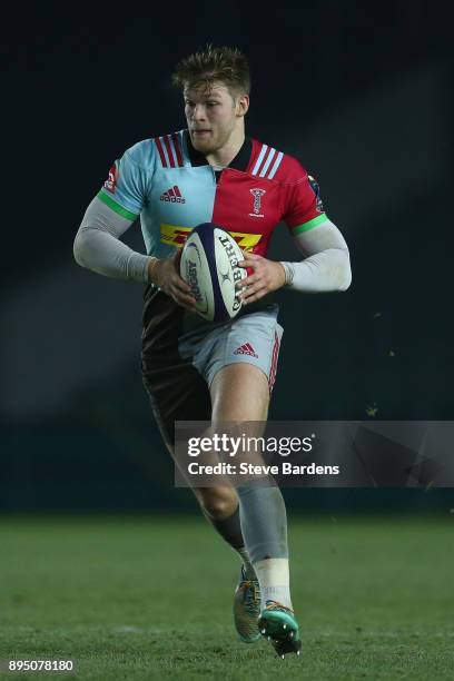 Henry Cheeseman of Harlequins A in action during the Aviva A League match between Harlequins A and Bristol United at Twickenham Stoop on December 18,...