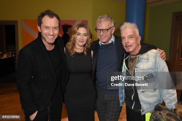 Jude Law, Kate Winslet, Stephen Daldry and Nicky Haslam attend a special screening of "Wonder Wheel" hosted by Stephen Daldry at The Soho Hotel on...