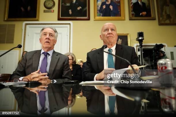 House Ways and Means Committee Chairman Kevin Brady and ranking member Rep. Richard Neal prepare to testify before the House Rules Committee about...