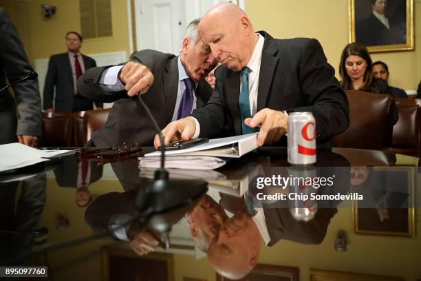 House Ways and Means Committee Chairman Kevin Brady talks with ranking member Rep. Richard Neal before they testify to the House Rules Committee...