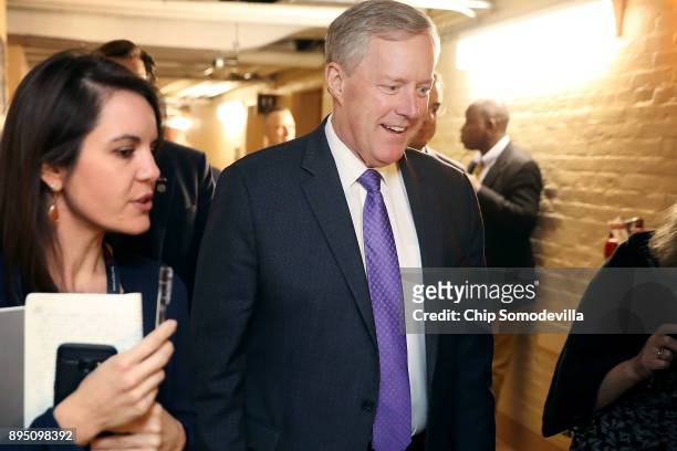 Member of the House Freedom Caucus Chairman Mark Meadows arrives for a House Republican Conference meeting in the basement of the U.S. Capitol...