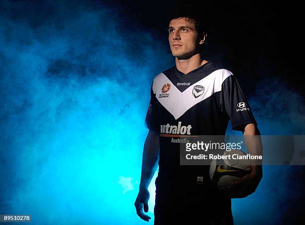 Billy Celeski of the Victory poses for a portrait during a Melbourne Victory A-League training session held at Olympic Park on July 30, 2009 in...