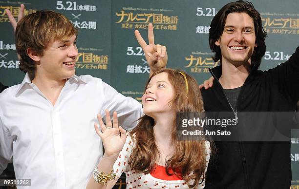 Actor William Moseley, actress Georgie Henley and actor Ben Barnes attend "The Chronicle of Narnia: Prince Caspian" press conference at Park Hyatt...