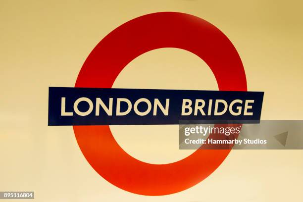 ''london bridge'' underground subway sign in london city, uk - roundel stock pictures, royalty-free photos & images