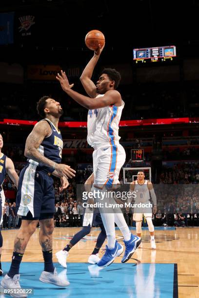 Dakari Johnson of the Oklahoma City Thunder shoots the ball during the game against the Denver Nuggets on December 18, 2017 at Chesapeake Energy...