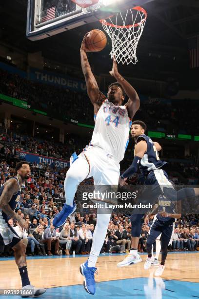 Dakari Johnson of the Oklahoma City Thunder shoots the ball during the game against the Denver Nuggets on December 18, 2017 at Chesapeake Energy...