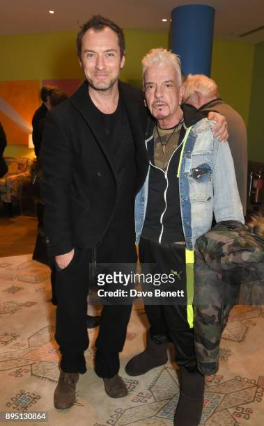 Jude Law and Nicky Haslam attend a special screening of "Wonder Wheel" hosted by Stephen Daldry at The Soho Hotel on December 18, 2017 in London,...