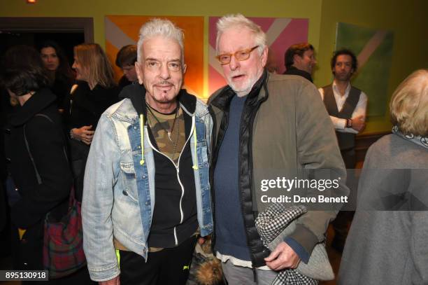 Nicholas Haslam and Hugh Hudson attend a special screening of "Wonder Wheel" hosted by Stephen Daldry at The Soho Hotel on December 18, 2017 in...
