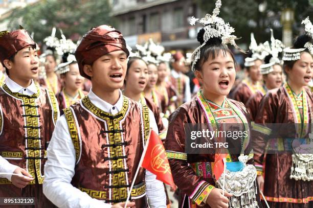 The Dong people are celebrating their biggest traditional festival "New Year of Dong" on 18th December 2017 in Liping, Guizhou, China.