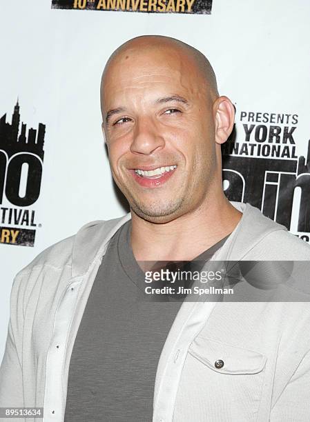 Actor Vin Diesel attend the 10th Anniversary New York International Latino Film Festival premiere of "Fast & Furious" & "Los Bandoleros" at SVA...