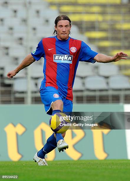 Marvin Braun of Wuppertaler SV during the 3.Liga match between Wuppertaler SV and SSV Jahn Regensburg at stadium am Zoo on July 29, 2009 in...