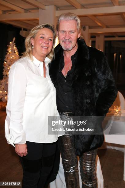 Singer Johnny Logan and his wife Ailis Sherrard during the annual Christmas Roast Kid Dinner on December 18, 2017 in Munich, Germany.