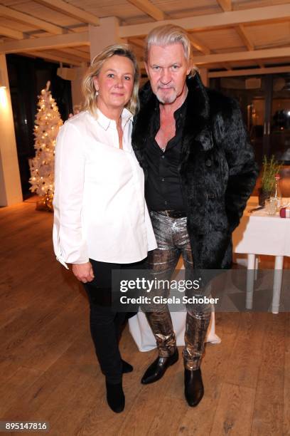 Singer Johnny Logan and his wife Ailis Sherrard during the annual Christmas Roast Kid Dinner on December 18, 2017 in Munich, Germany.