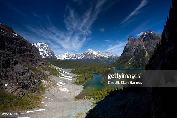 stunning lakes in the canadian rockies - lago o'hara foto e immagini stock