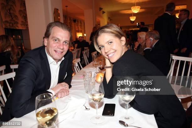 Victoria Swarovski and her husband Werner Muerz during the annual Christmas Roast Kid Dinner on December 18, 2017 in Munich, Germany.