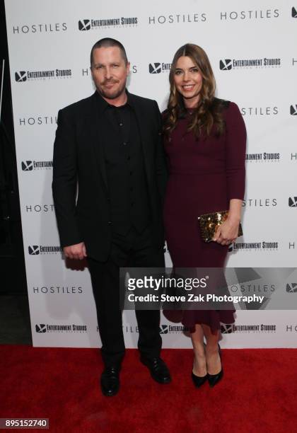 Christian Bale and Sibi Blazic attend the "Hostiles" New York Premiere at Metrograph on December 18, 2017 in New York City.