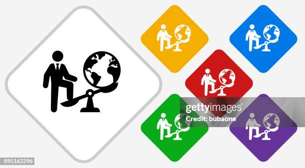 businessman vs. world color diamond vector icon - balance finance minimal stock illustrations