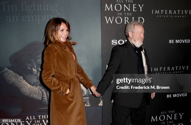 Giannina Facio and Ridley Scott attend the premiere of Sony Pictures Entertainment's "All The Money In The World" at Samuel Goldwyn Theater on...