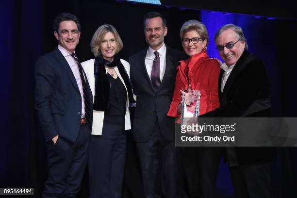 Danny Boockvar, Dawn Hudson, Fred Dixon, Emily Rafferty, and Daniel Lamarre pose onstage at NYC & Company Foundation Visionaries & Voices Gala 2017...