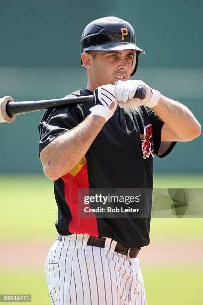 Jack Wilson of the Pittsburgh Pirates warms up during batting practice before the game against the San Francisco Giants at PNC Park on July 19, 2009...