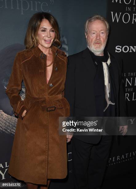 Giannina Facio and Ridley Scott attend the premiere of Sony Pictures Entertainment's "All The Money In The World" at Samuel Goldwyn Theater on...