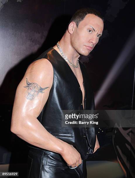 Wax figure of Dwayne Johnson is displayed at Madame Tussaud's Wax Museum on July 29, 2009 in Hollywood, California.