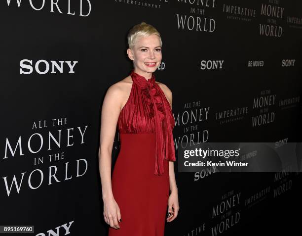 Michelle Williams attends the premiere of Sony Pictures Entertainment's "All The Money In The World" at Samuel Goldwyn Theater on December 18, 2017...