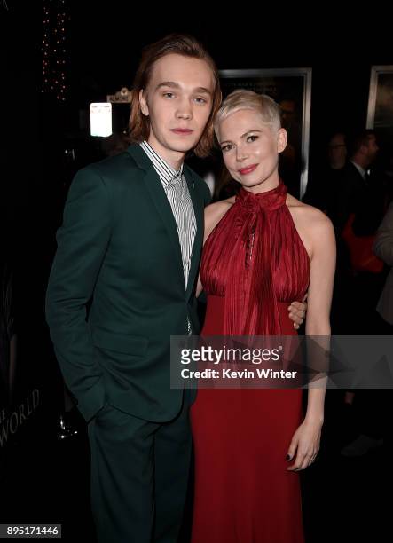 Charlie Plummer and Michelle Williams attend the premiere of Sony Pictures Entertainment's "All The Money In The World" at Samuel Goldwyn Theater on...