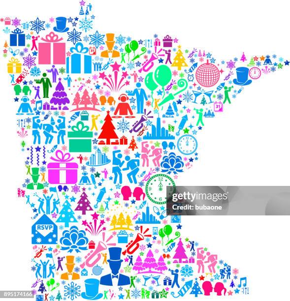 minnesota new year 2018 celebration vector icon pattern - minnesota winter stock illustrations