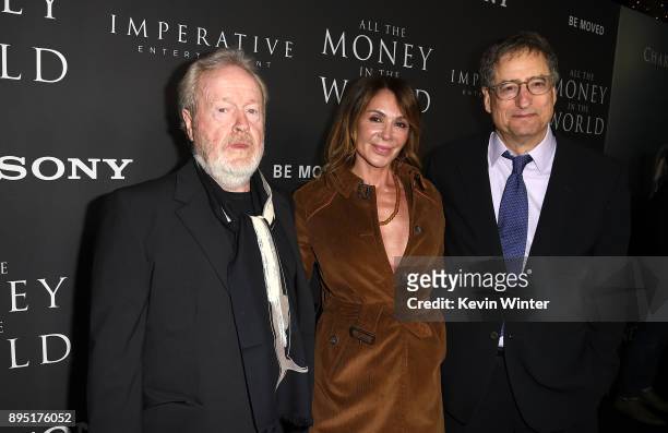 Ridley Scott, Giannina Facio and Chairman, Sony Pictures Motion Picture Group, Tom Rothman attend the premiere of Sony Pictures Entertainment's "All...