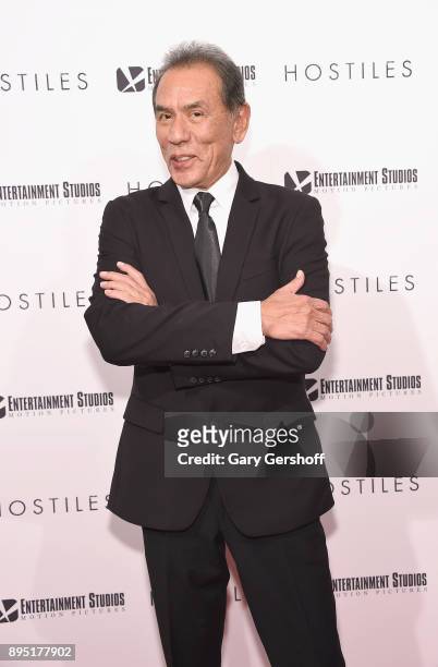 Actor Wes Studi attends "Hostiles" New York premiere at Metrograph on December 18, 2017 in New York City.