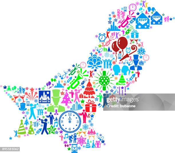 pakistan new year 2018 celebration vector icon pattern - pakistani man stock illustrations