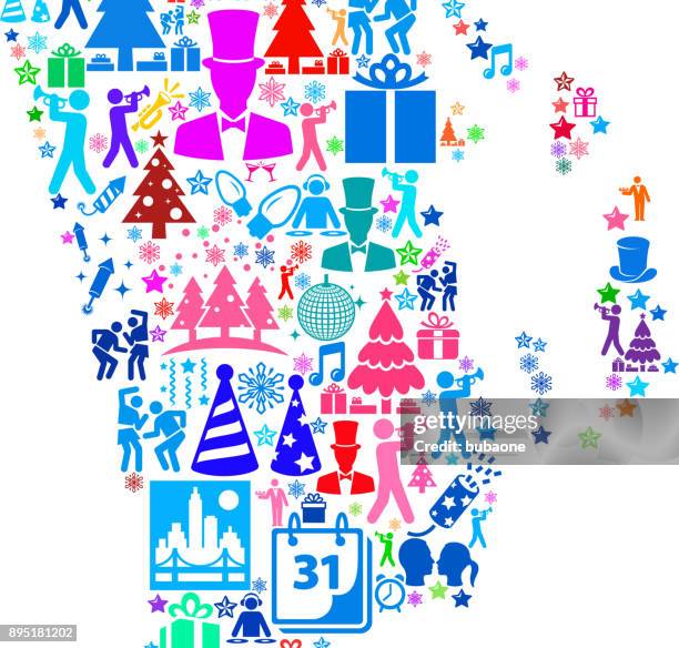 rhode island new year 2018 celebration vector icon pattern - rhode island winter stock illustrations