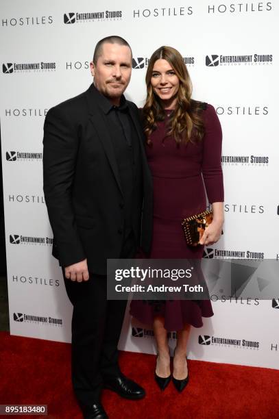 Christian Bale and Sibi Blazic attend the "Hostiles" New York premiere at Metrograph on December 18, 2017 in New York City.