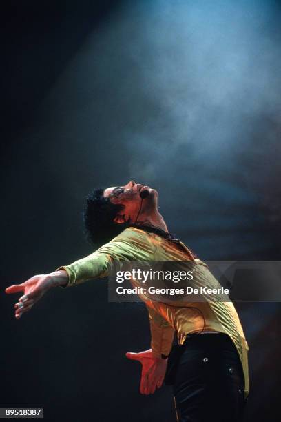 Michael Jackson performs in concert on September 15, 1993 in Moscow, Russia.