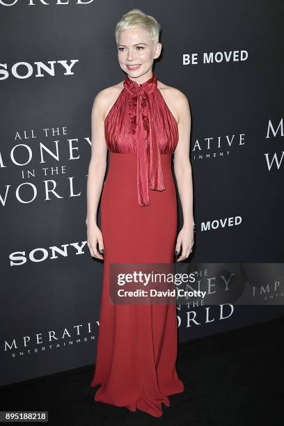 Michelle Williams attends the Premiere Of Sony Pictures Entertainment's "All The Money In The World" - Arrivals at Samuel Goldwyn Theater on December...