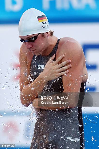 Marco Koch of Germany competes in the Men's 200m Breaststroke Semi Final during the 13th FINA World Championships at the Stadio del Nuoto on July 30,...