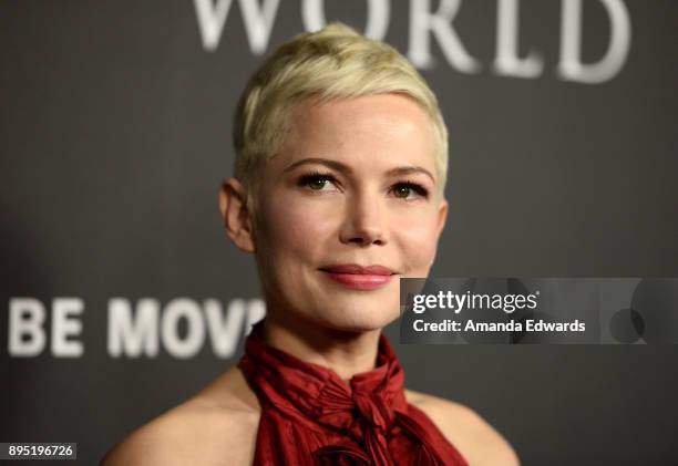 Actress Michelle Williams arrives at the premiere of Sony Pictures Entertainment's "All The Money In The World" at the Samuel Goldwyn Theater on...