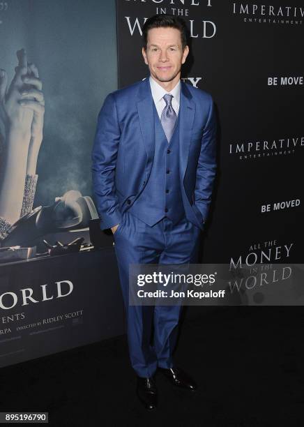 Actor Mark Wahlberg attends the Los Angeles Premiere "All The Money In The World" at Samuel Goldwyn Theater on December 18, 2017 in Beverly Hills,...