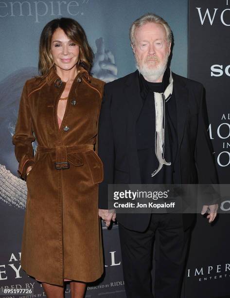 Direct Ridley Scott and Giannina Facio attend the Los Angeles Premiere "All The Money In The World" at Samuel Goldwyn Theater on December 18, 2017 in...
