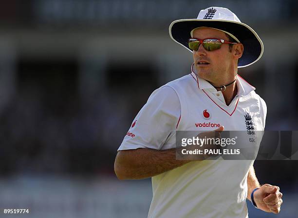 England captain Andrew Strauss fielding on the first day of the third Ashes cricket test between England and Australia at Edgbaston in Birmingham,...